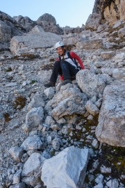 Leonie descending on her bum (Brenta Dolomites 2016)