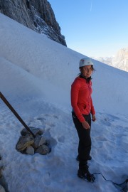 Leonie getting ready to start the via ferrata (Brenta Dolomites)