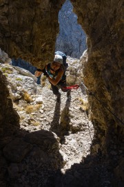 Leonie holding up a rock (Brenta Dolomites 2016)