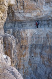 Leonie making her way along the path (Brenta Dolomites)