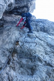 Leonie on a ladder (Brenta Dolomites)