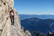 Leonie on the narrow path (Brenta Dolomites)