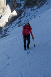 Leonie on the snow (Brenta Dolomites)