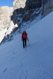 Leonie on the snow (Brenta Dolomites)