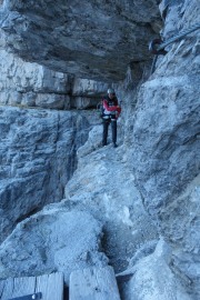 Leonie on the via ferrata (Brenta Dolomites)