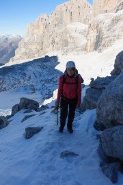 Leonie with ice axe (Brenta Dolomites)