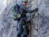 Cris on a ladder (Brenta Dolomites)