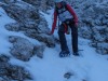 Leonie descending with crampons (Brenta Dolomites)