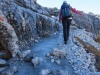Leonie walking along an icey path (Brenta Dolomites 2016)