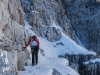 Leonie walking along the tricky path (Brenta Dolomites)