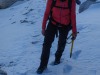 Leonie walking with ice axe (Brenta Dolomites)