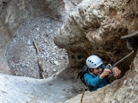 Juls on the crux (Via Ferrata Canal de las Damas Nov 2025)