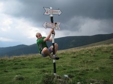 Cris climbs pole 2 (Fagaras Mountains) resize