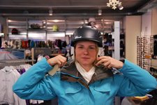 Katharina tries on a helmut (Fellhorn, Germany) resize