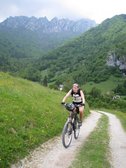 Frauke near the top of the climb (Lago di Garda) resize