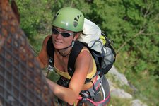 Frauke on klettersteig closeup (Lago di Garda) resize