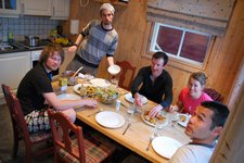 Ally serves up a feast (Lyngen Alps, Norway) resize