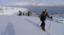 Cris reaches the summit (Rørnestinden, Norway) resize