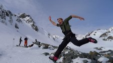 Cris runs towards the summit (Tafeltinden, Norway) resize