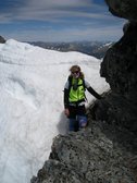 Gina and snow (Mt Technical, Lewis Pass) resize