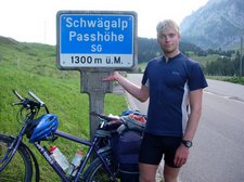 Cris points out the Schwägalp sign (Cycle Touring, Switzerland) resize