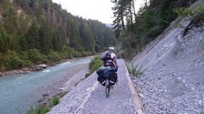 Cris riding along next to river (near Chur, Switzerland) resize