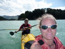 Cris and Frauke kayaking new Quail Island (Christchurch, New Zealand) resize