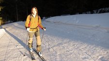 Leonie on skis (Ski tour Spiesshorn, Germany) resize