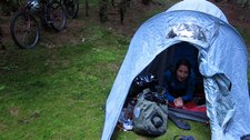 Leonie in tent (Cycle touring Schwarzwald) resize