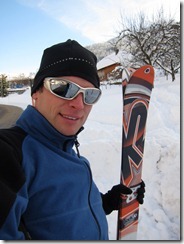 Cris and his new skis (Skitour Stübenwasen)