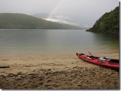 Rainbow across the water (Seakayaking Manapouri)