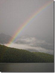 Rainbow on the water (Seakayaking Manapouri)