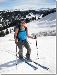 Leonie nears the Burstkopf summit (Ski tour Burstkopf, Feuerstätterkopf, Austria)