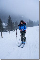 A snowy walk up to the hut (Ski touring Lindauer Hütte)