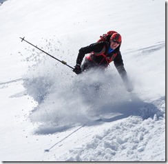 Christian shows his moves in the powder (Ski tour Gaißkogel)
