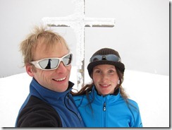 Cris and Leonie at the summit of Belchen (Ski tour Belchen)