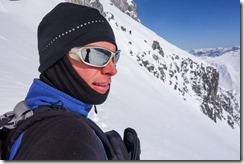 Cris at the turn around point (Ski touring Lindauer Hütte)