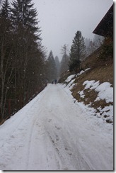 Snow as we set off (Ski touring Lindauer Hütte)