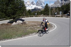 Cris cruising up to passo Pordoi (Cycling Dolomites)