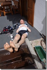 Marco enjoys some sun after riding (Cycling Dolomites)