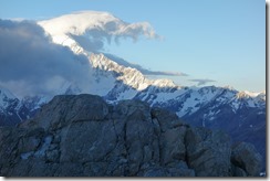 Mt Cook and cloud (Mueller Hut Jan 2014)