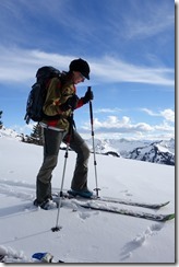 Leonie stops for a break (Ski tour Hohe Matona Feb 2014)