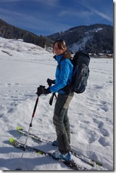 Leonie with her new gear (Ski touring Bleicherhorn und Höllritzereck Feb 2014)