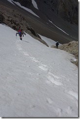 Some steep snow to ascend (Tramping V Notch Pass)