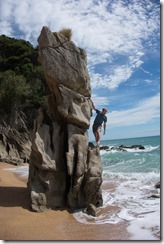 Cris goes climbing (Golden Bay Dec 2014)