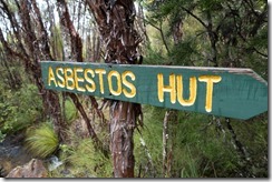 Asbestos Hut sign (Mt Arthur Tramp)