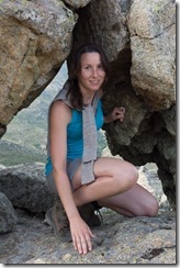 Leonie and a rock (Corsica)