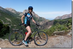 Leonie on her bike (Corsica)