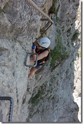 Leonie on another tricky bit (Salewa Klettersteig 2015)