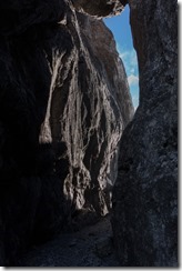 Sun shining through the rock (The Three Sisters, Liechtenstein)